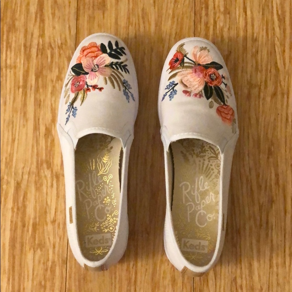 Keds x Rifle Paper Co. platform slip ons